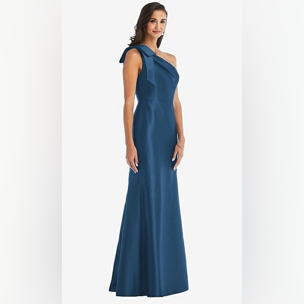 Alfred Sung style D794 bow shoulder gown